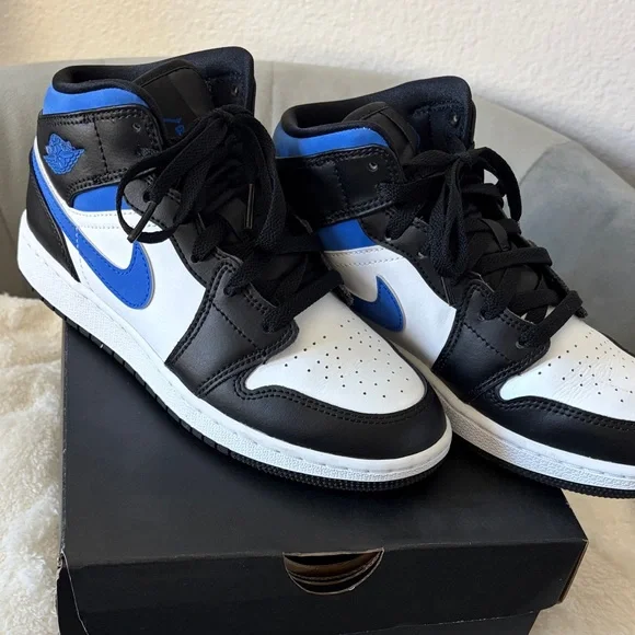 Jordan 1 Mid - white, black, racer blue - Picture 2 of 6
